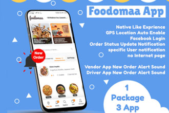 build foodomaa mobile app with alert sound notification