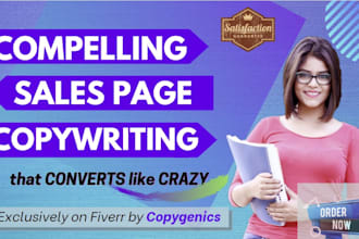 do high converting sales page copywriting, sales letter, sales copy