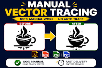 manually vector trace, redraw logo, image, sketch to high quality svg, ai, eps