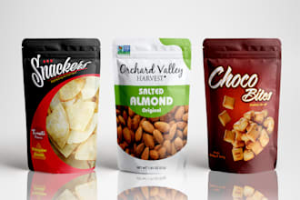 do unique pouch design, mylar bag, and food packaging design