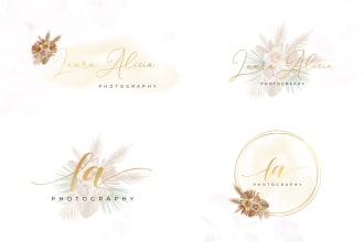 design feminine beauty cosmetic hand drawn boho watercolor floral signature logo