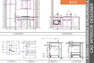 make 2d detailed shop drawings for kitchen cabinets