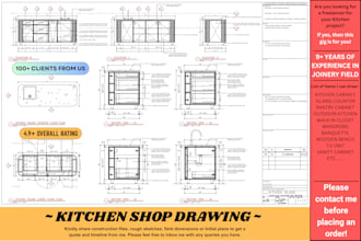 make 2d detailed shop drawings for kitchen cabinets