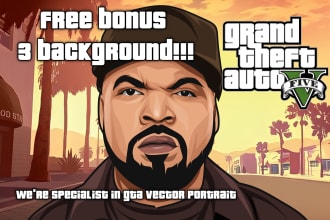 illustrate a gta style character of you for your business or brand
