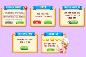 design and illustrate app and game icon, screenshot, UI UX