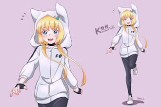draw character sheet in anime and chibi style