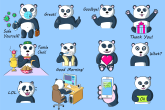 create custom stickers pack design for mobile app