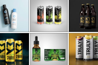 design labels for cbd oil, beer, soda, energy drink cans or bottles in 2h