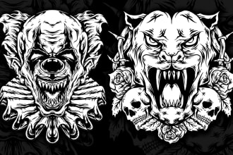 design dark art horror illustration for print or t shirt