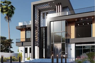 design 3d rendering modern villa