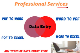 convert pdf to word or excel file, data entry