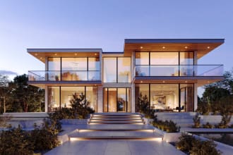 make photorealistic rendering for modern house