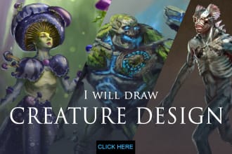 illustrate fantasy art creatures and characters for you