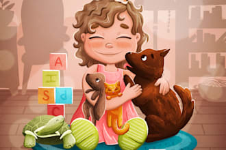 draw digital illustrations for your children book or story