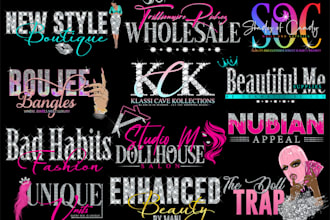 feminine, eyelash, hair extensions, boutique, nail, beauty salon logo design