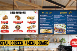 design digital menu, digital menu board or animated menu