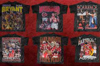 design a unique 90s vintage bootleg tshirt