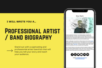 write your professional artist or band biography