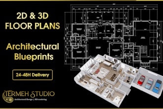 create architectural 2d floor plan, 3d floor plan