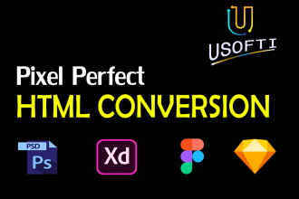 convert figma to HTML, PSD to HTML, xd to html