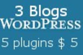 install 3 wordpressblogs with 5 plugins
