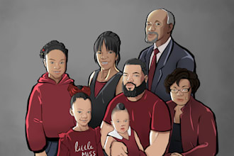 draw cartoon couple family illustration