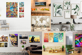 create realistic wall art artwork mockup canvas and fine art