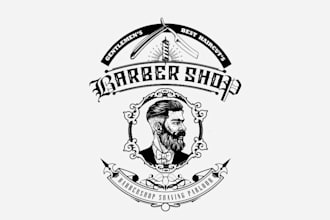 design barbershop logo with unlimited revision