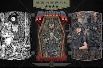 draw tactical themed illustrations for clothing