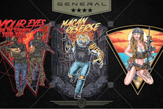 draw tactical themed illustrations for tshirt