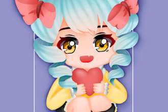 make you a cute chibi style illustration