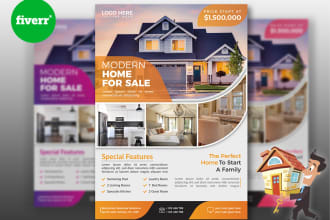 design real estate flyers, brochures, banner and postcards