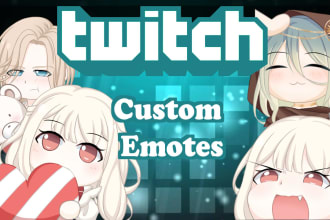 draw cute custom twitch emotes, badges
