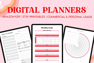 design customized digital printable planners and journals