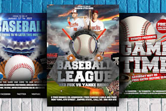 design a premium baseball game poster ,baseball league flyer