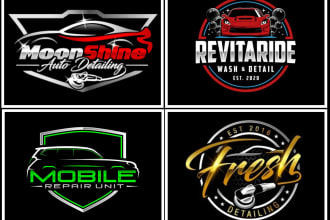 design interesting auto detailing shop and car wash logo