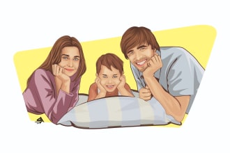 draw your family portrait into a cool cartoon in 24 hours