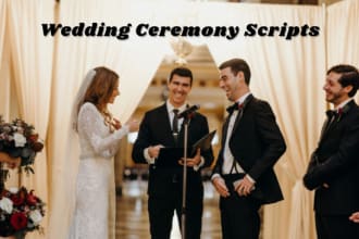 write a wedding ceremony script for an officiant or engaged couple