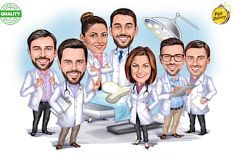 make a doctor caricature, nurse cartoon, or medical drawings