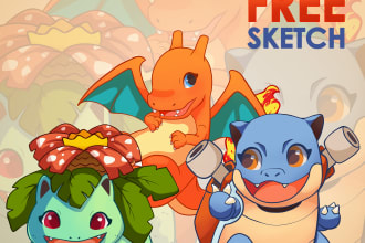 draw cute chibi  pokemon or fakemon character