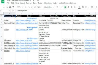 make list of data entry, email verification