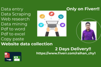 do fast data entry, convert pdf to word, web scraping, and virtual assistant