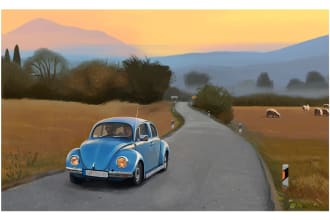 do the digital landscape illustration or background