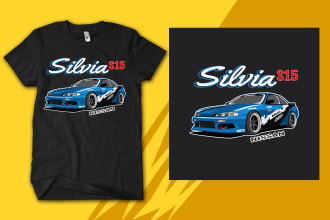 make a car illustration design for the t shirt