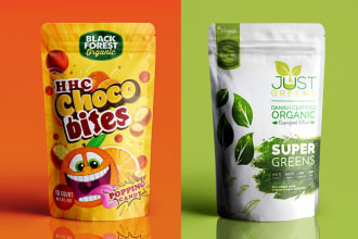 do product pouch design, box, label, and packaging design