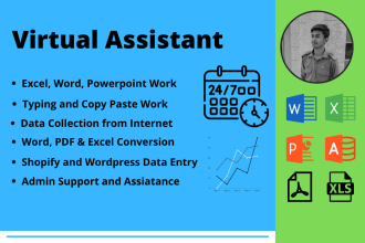 be your virtual assistant, personal assistant for data entry, admin support