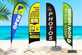 do feather flag, tear drop, banner design