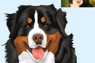present to you pet portrait in a cartoon version within 24 hours only