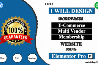 design wordpress ecommerce,multi vendor,membership website using elementor pro