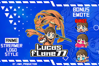 custom cute mascot logo for your vtuber or gaming streamers